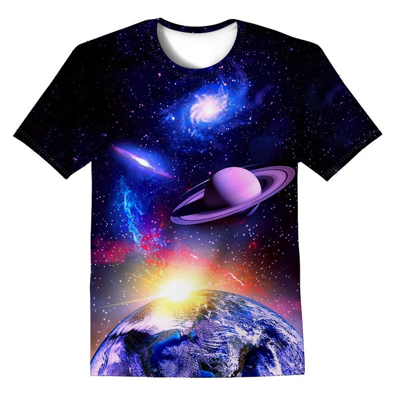 LAIDIPAS Kids Shirts for Boys Girls Summer T-Shirts for Children Unisex Short Sleeve 3D Graphic Space Tops Outfit 11-13 Years - Image 1